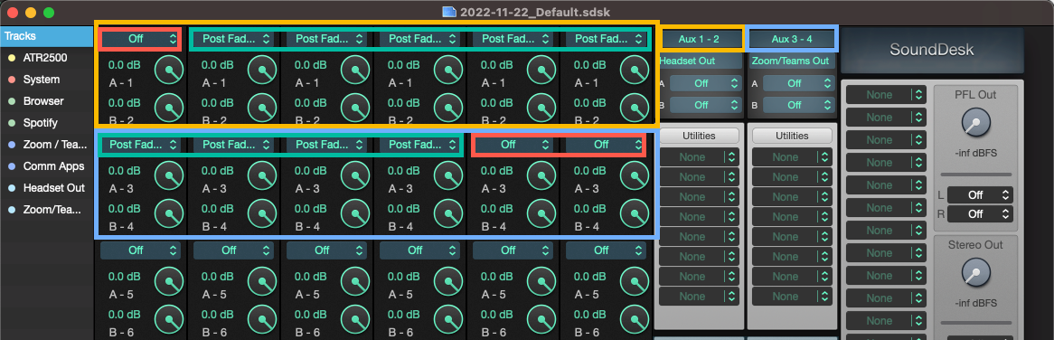 SoundDesk Aux Sends