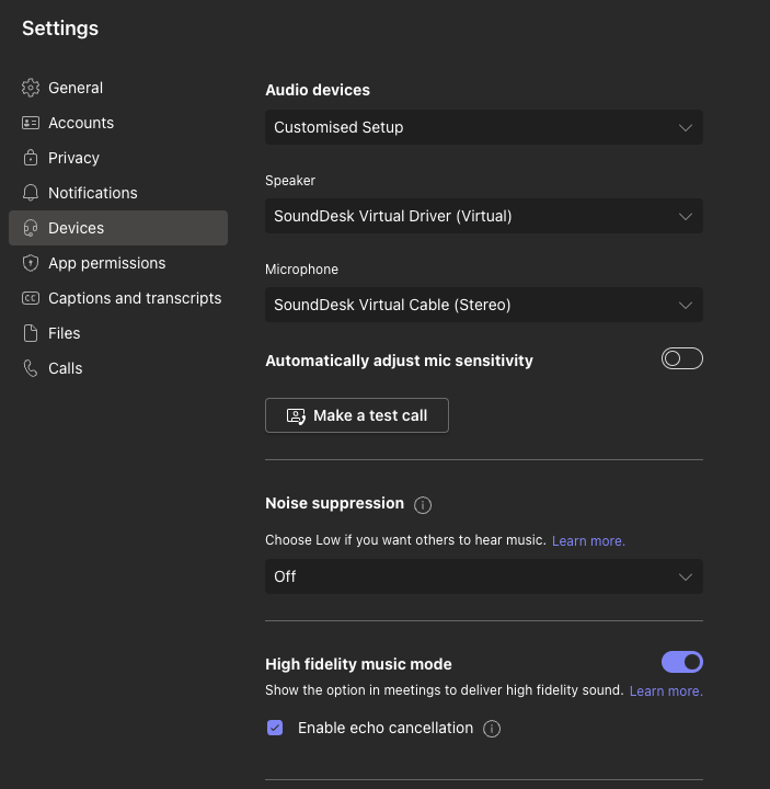 MS Teams Audio Setup