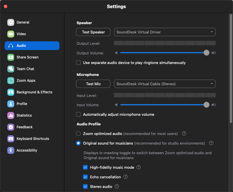 Zoom Audio Setup