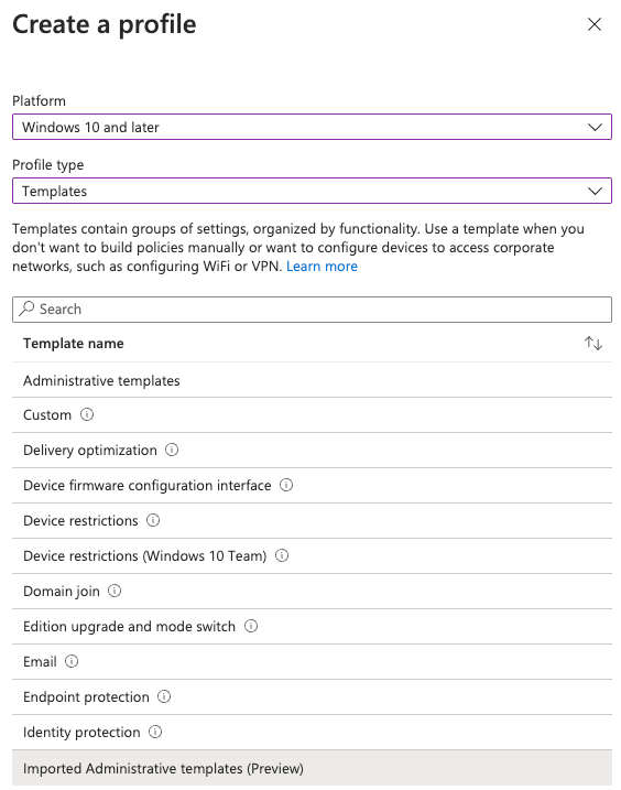 Create Profile Type