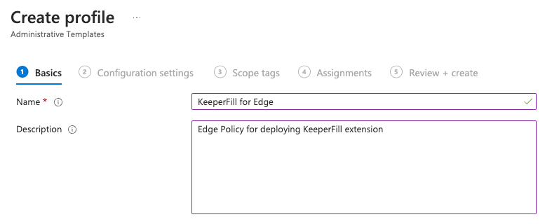 Create Profile Name